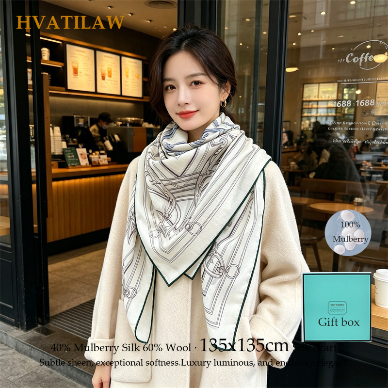 40% Silk 60% Wool Scarf 135x13 - Shawl Wrap Winter incelemesi ve fiyatı