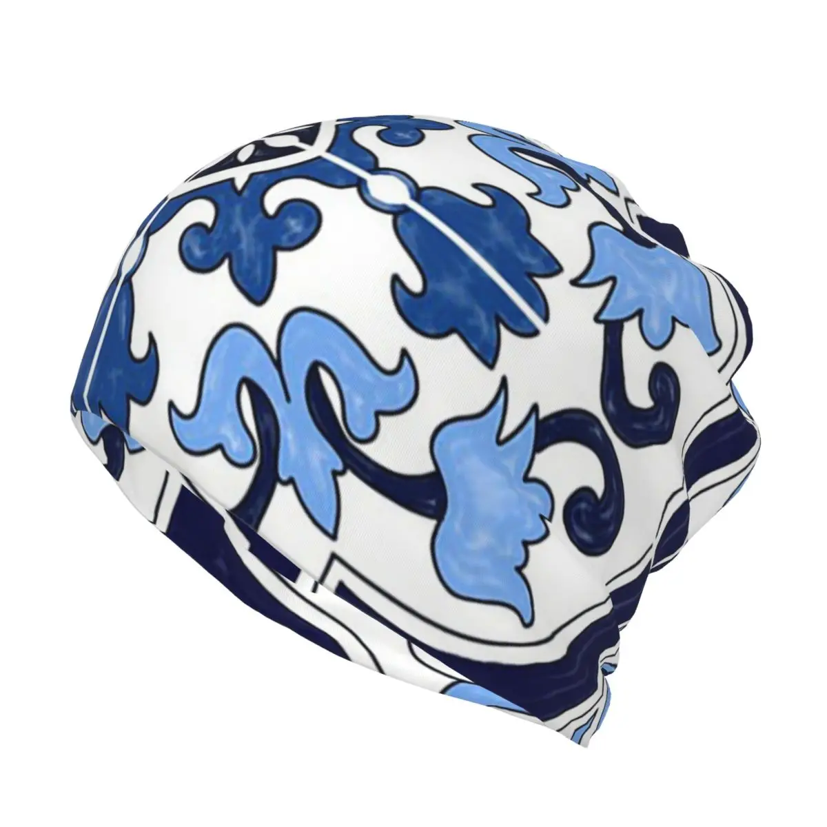 Blue Ornate Floral Mediterrane - Knit Beanie Hat Warm incelemesi ve fiyatı