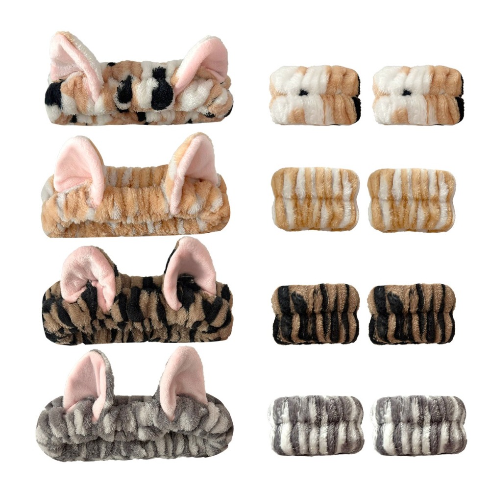 3pcs/set Leopard Print Cute Ca - Winter Headband Fleece incelemesi ve fiyatı