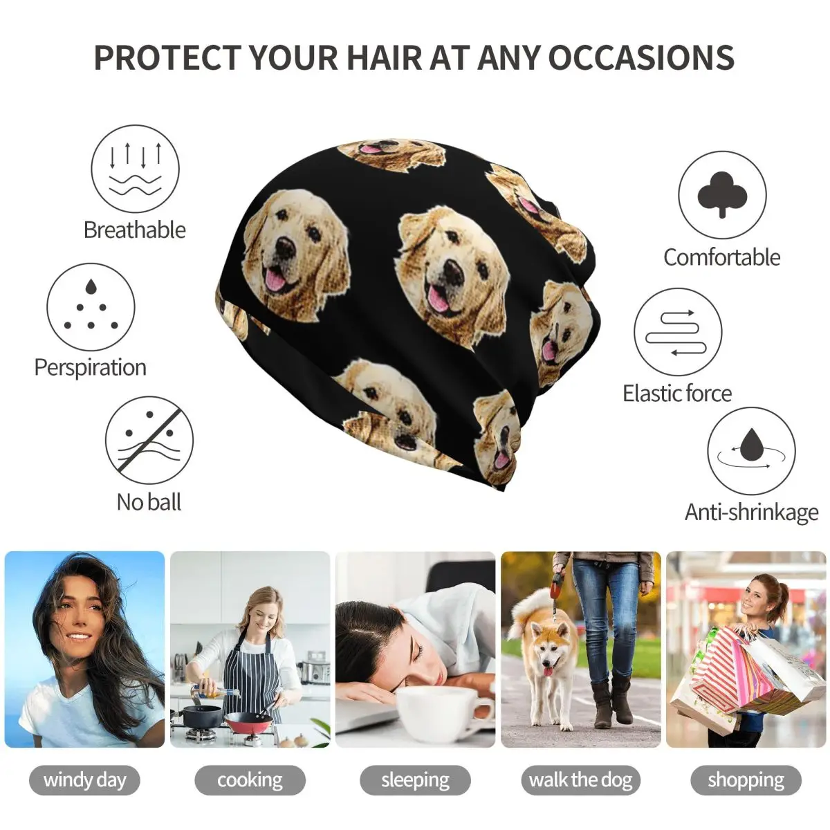 Funny Golden Retriever Face Po - Knit Beanie Hat Warm incelemesi ve fiyatı
