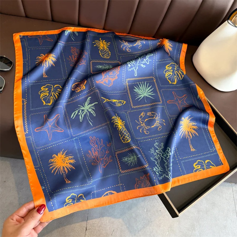 Blue Print Silk Square Scarf W - Shawl Wrap Winter incelemesi ve fiyatı