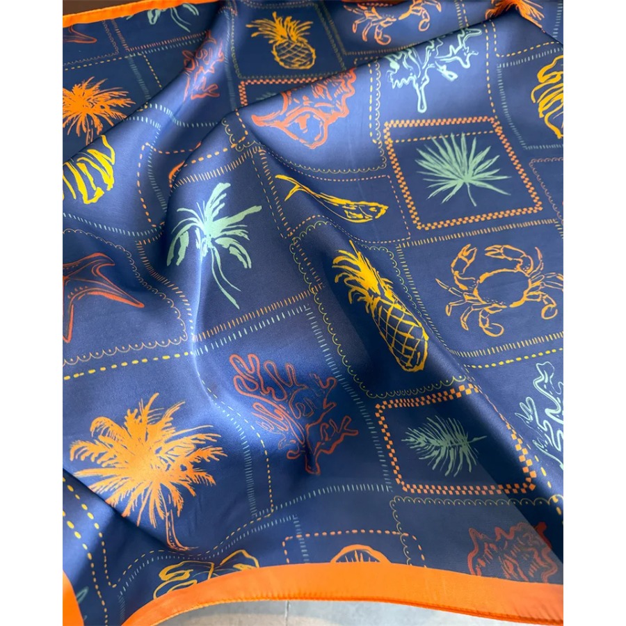 Blue Print Silk Square Scarf W - Shawl Wrap Winter incelemesi ve fiyatı